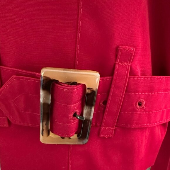 London Fog Double Breasted Red Raincoat - Picture 7 of 14